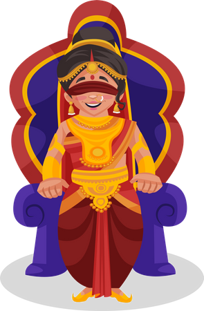 Gandhari sitting on throne  Illustration