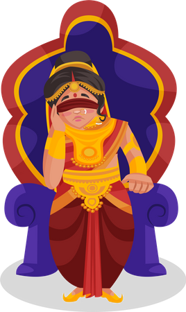 Gandhari sitting on throne  Illustration