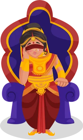 Gandhari sitting on throne  Illustration