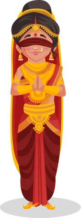 Gandhari standing in namaste pose  Illustration