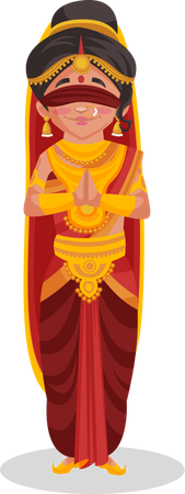 Gandhari standing in namaste pose  Illustration