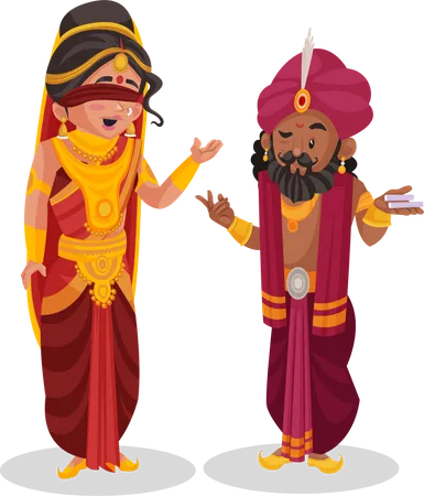 Gandhari und Shakuni  Illustration