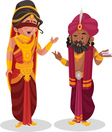 Gandhari y Shakuni  Ilustración