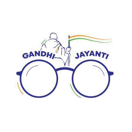 Aniversario De Gandhi Ji Com Bandeira Da India Ilustração