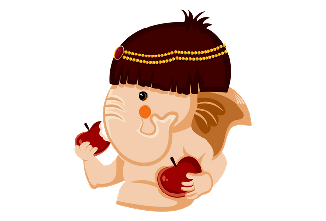 Ganesha comendo maçãs  Ilustração