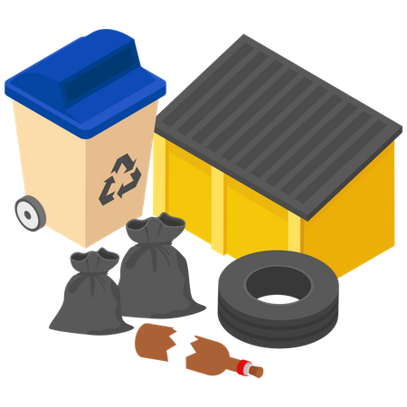 Garbage bin and place  Illustration