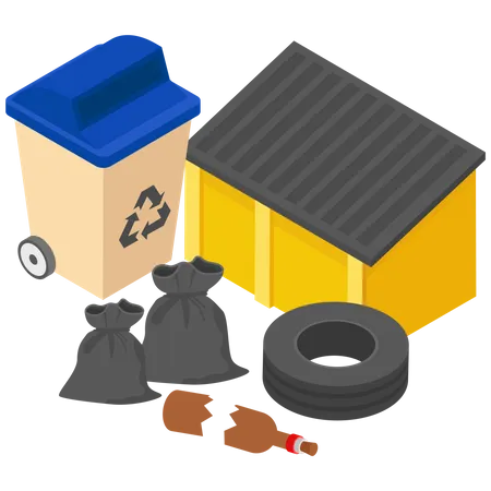 Garbage bin and place Illustration