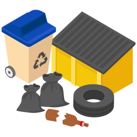 Garbage bin and place  イラスト
