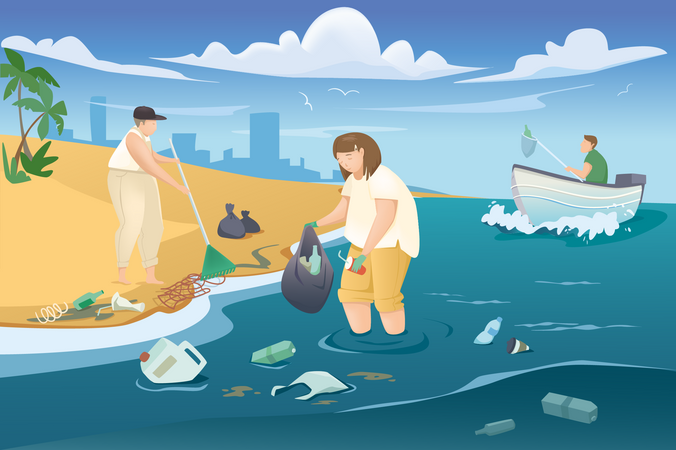 Garbage Cleaning  Illustration