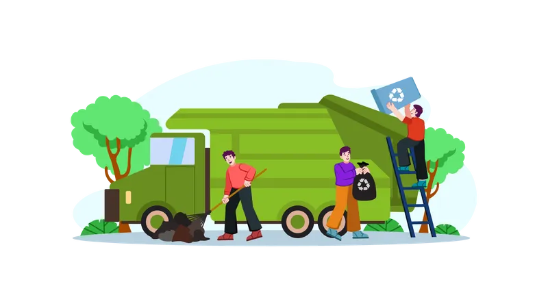 Garbage Cleaning Worker  Illustration