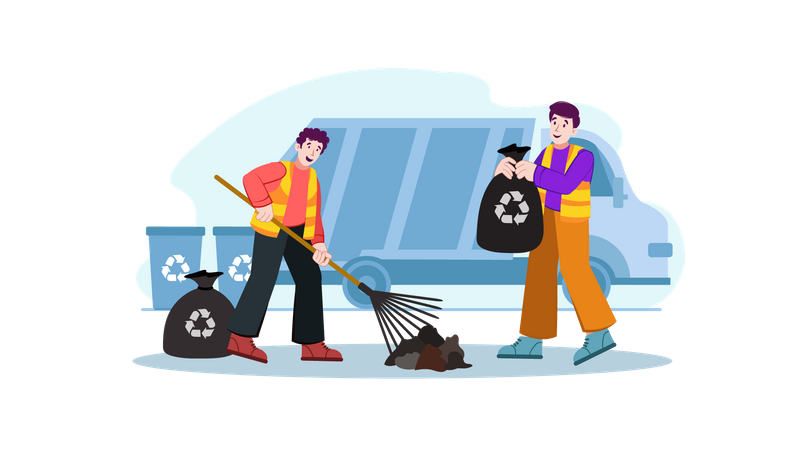 Garbage Cleaning Worker  Illustration