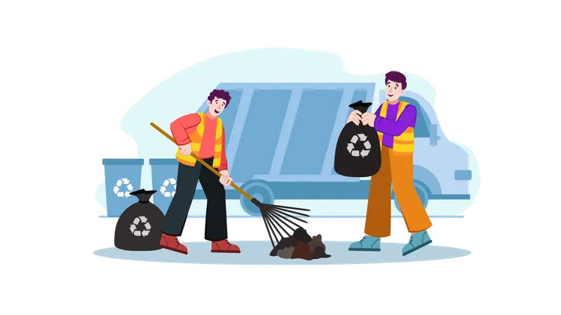 Garbage Cleaning Worker  Illustration