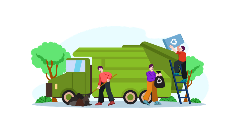 Garbage Cleaning Worker  Illustration