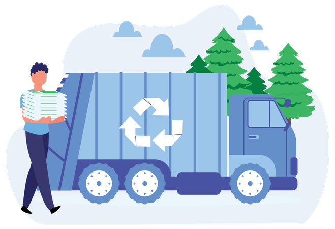 Garbage Cleaning Worker  Illustration