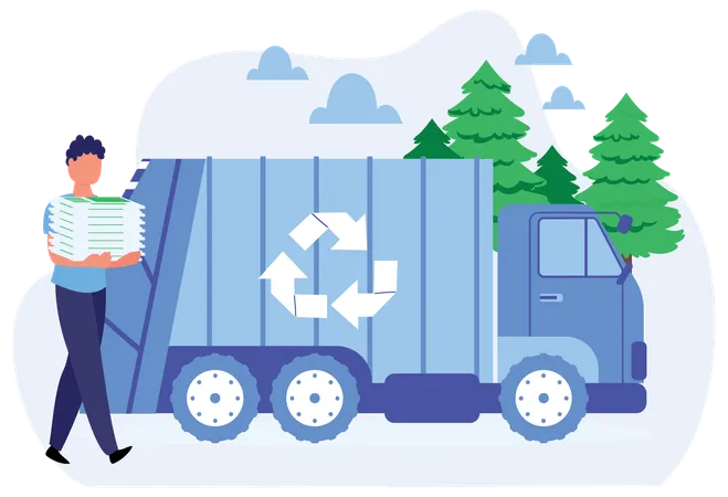 Garbage Cleaning Worker  Illustration