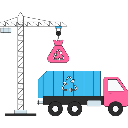 Garbage collector truck collecting garbage  Illustration