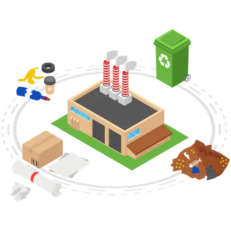 Garbage Recycling Factory  Illustration