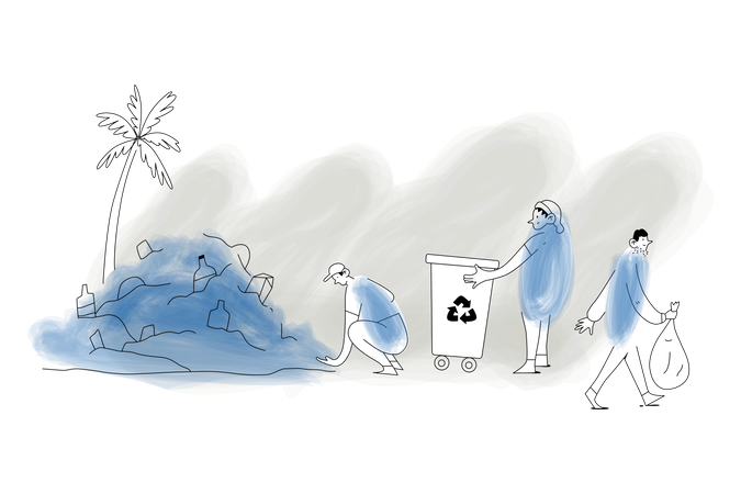 Garbage recycling to reduce land pollution Illustration