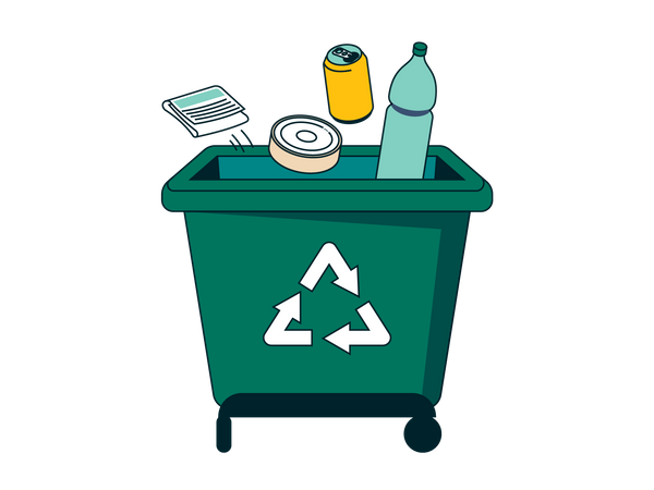 Garbage throw in recycle can  Illustration