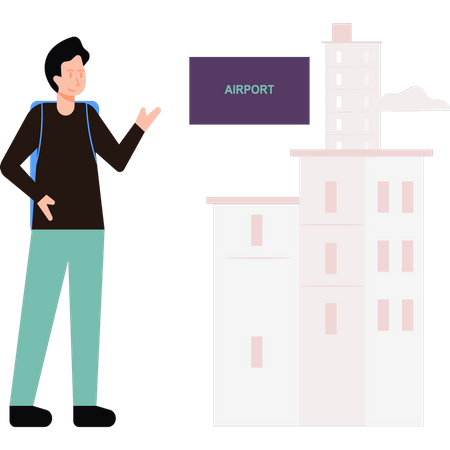 Garçon à l'aéroport  Illustration