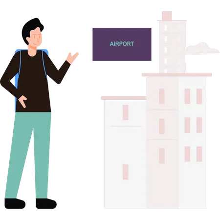 Garçon à l'aéroport  Illustration