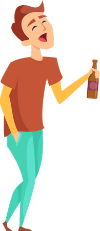 Garçon accro à l'alcool  Illustration