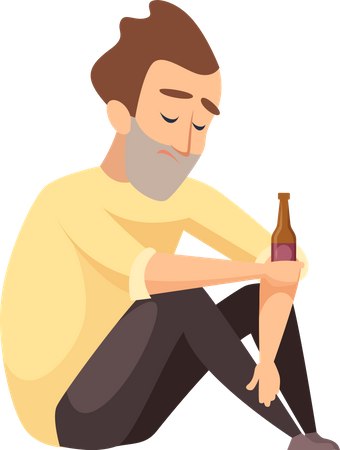 Garçon accro à l'alcool  Illustration