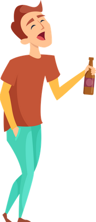 Garçon accro à l'alcool  Illustration