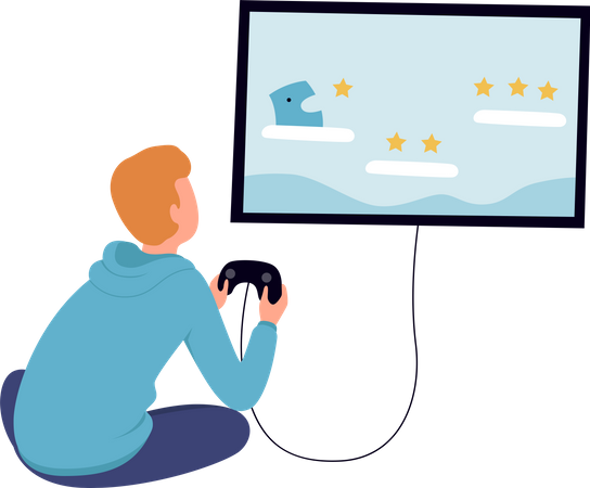 Garçon accro au jeu  Illustration