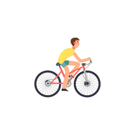 Garçon partant en balade à vélo  Illustration