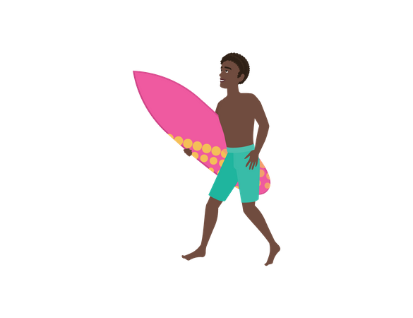 Garçon qui va surfer  Illustration