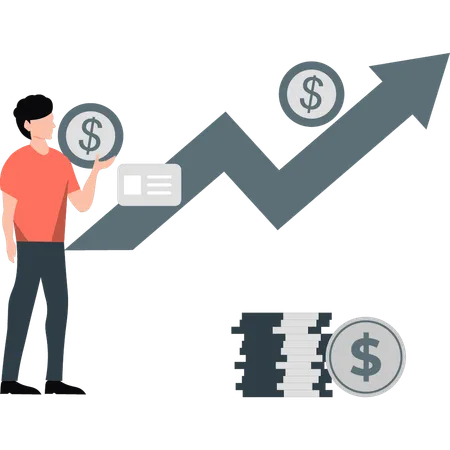 Garçon analysant la croissance financière  Illustration