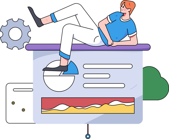 Garçon analysant un graphique d'entreprise  Illustration