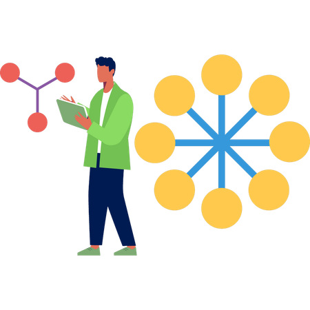 Analyse garçon atome molécule  Illustration