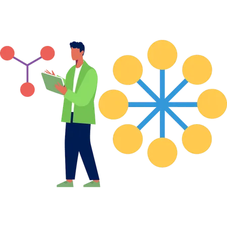 Analyse garçon atome molécule  Illustration