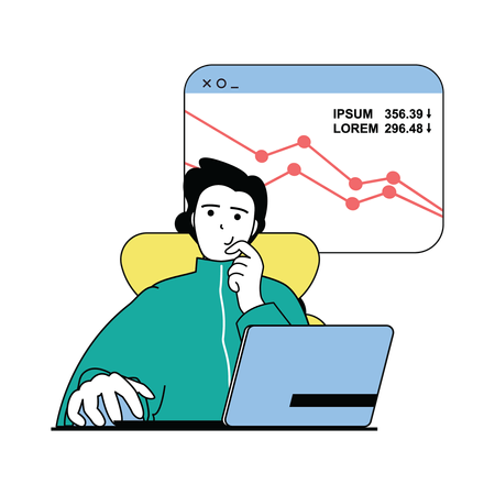 Garçon analysant le marché boursier  Illustration