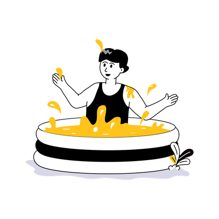 Garçon appréciant dans la piscine gonflable  Illustration