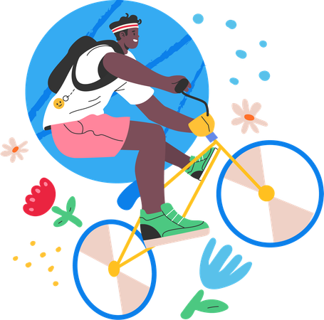 Garçon appréciant le vélo  Illustration