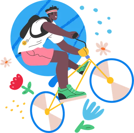 Garçon appréciant le vélo  Illustration