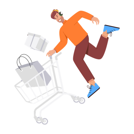 Garçon appréciant de faire du shopping  Illustration