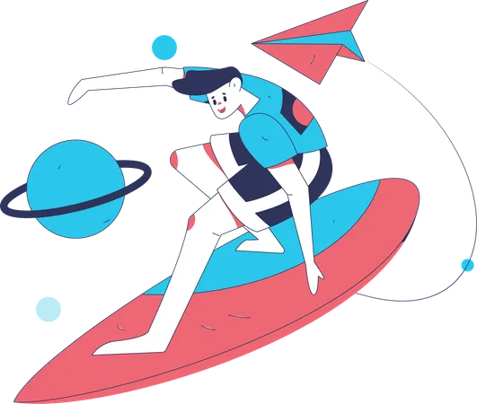 Garçon appréciant le surf  Illustration