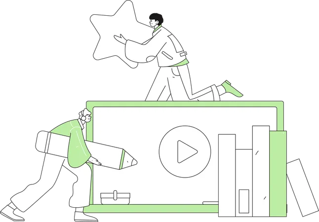 Un garçon apprend les mathématiques dans une classe numérique  Illustration