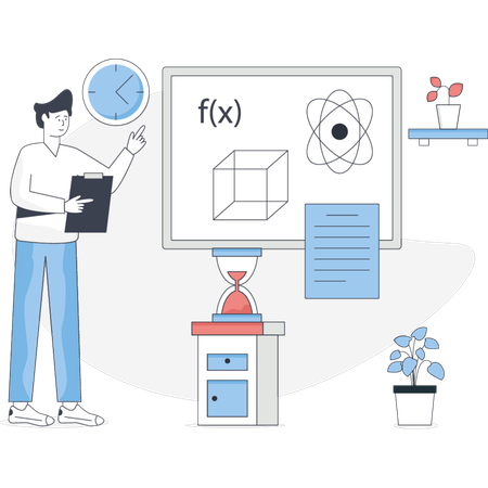 Un garçon apprend les sciences  Illustration