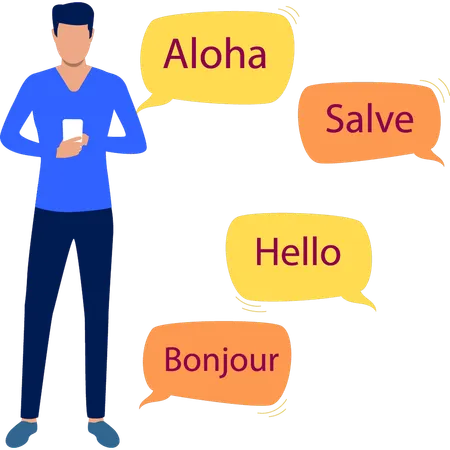 Un garçon apprend des langues multilingues  Illustration