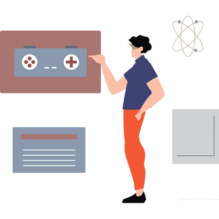 Le garçon apprend les mathématiques virtuelles  Illustration