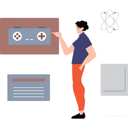 Le garçon apprend les mathématiques virtuelles  Illustration