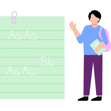 Garçon apprenant l'anglais  Illustration