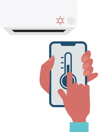 Garçon automatisant le climatiseur  Illustration