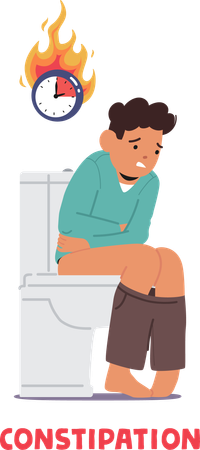 Garçon aux prises avec la constipation  Illustration