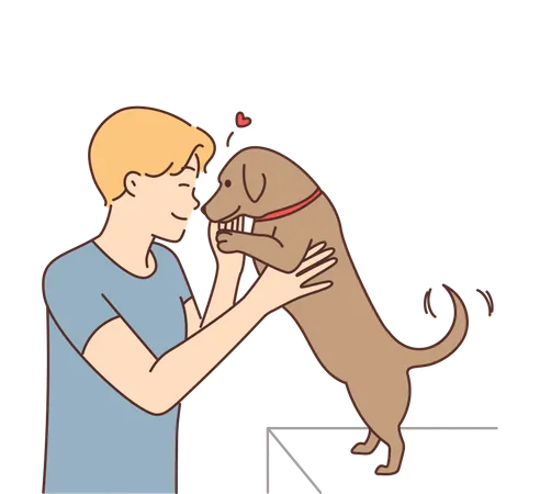 Garçon avec un chien  Illustration